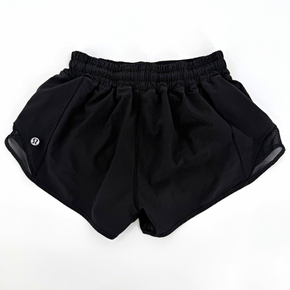 lululemon Women's Black Mesh Running Shorts Lined Drawstring 2.5" Inseam